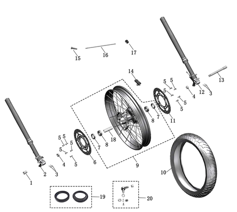Ось переднего колеса &Phi;20&times;193 ZT703F ZONTES 703F ut-00073959 фото